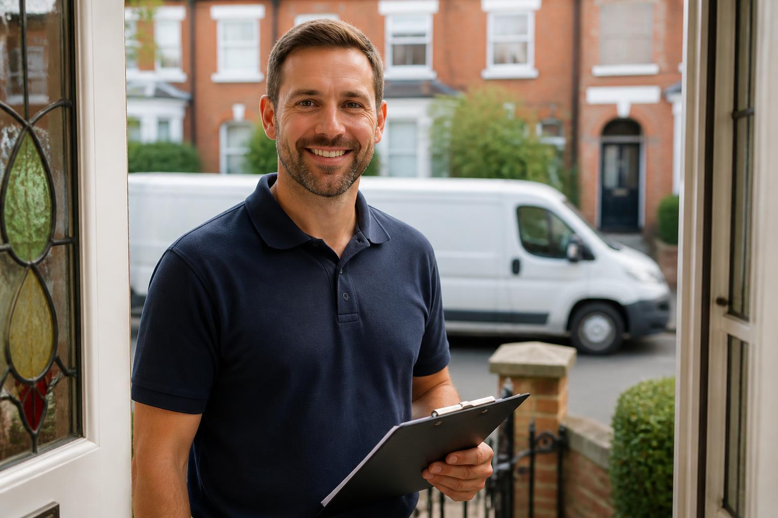 Friendly StormRidge roofer at a London home ready to help